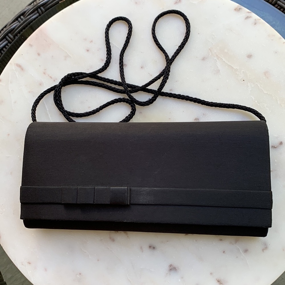 Carla Marchi evening clutch black classic elegant handbag black tie event nwot